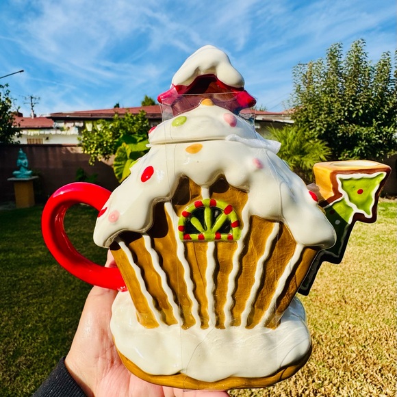 Blue Sky Clayworks Gingerbread House Teapot - Picture 2 of 5